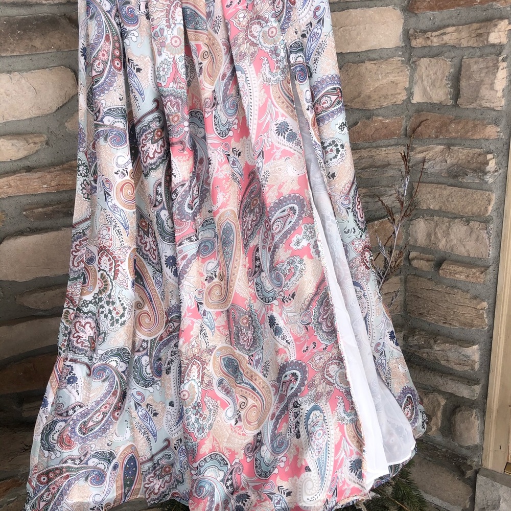 NWT Soieblu Baltic Born Strapless Paisley Print Maxi Dress Pastel Size Large - Picture 6 of 14